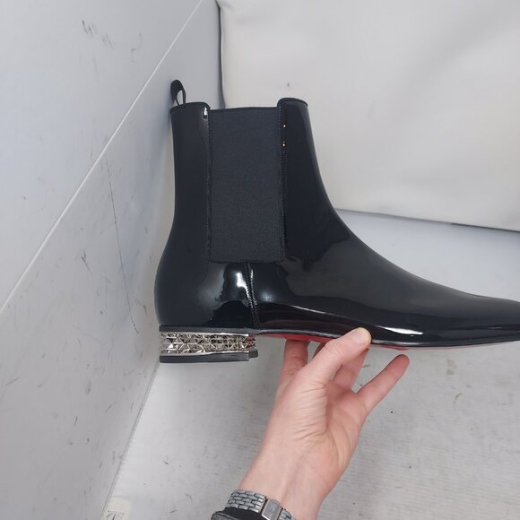 CHRISTIAN LOUBOUTIN MENS Black Roadyrocks Patent Leather Chelsea Boot main image 4